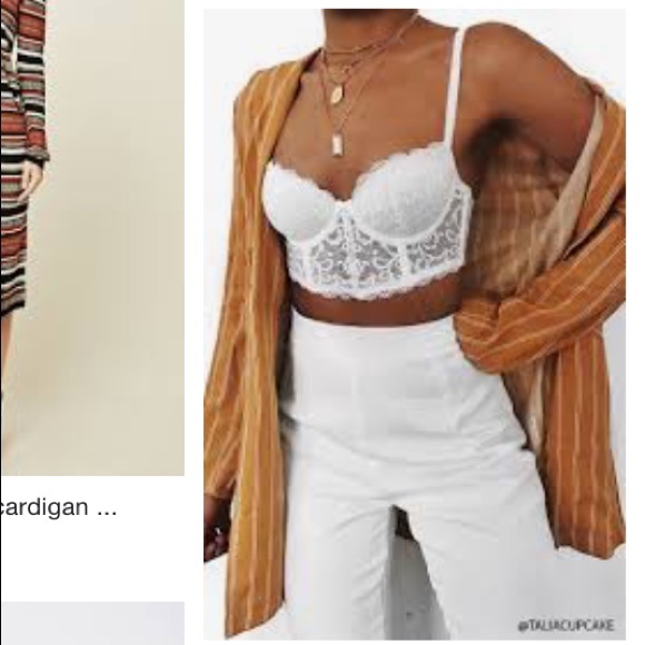 F21 Striped Longline Open Front Jacket - Picture 3 of 3